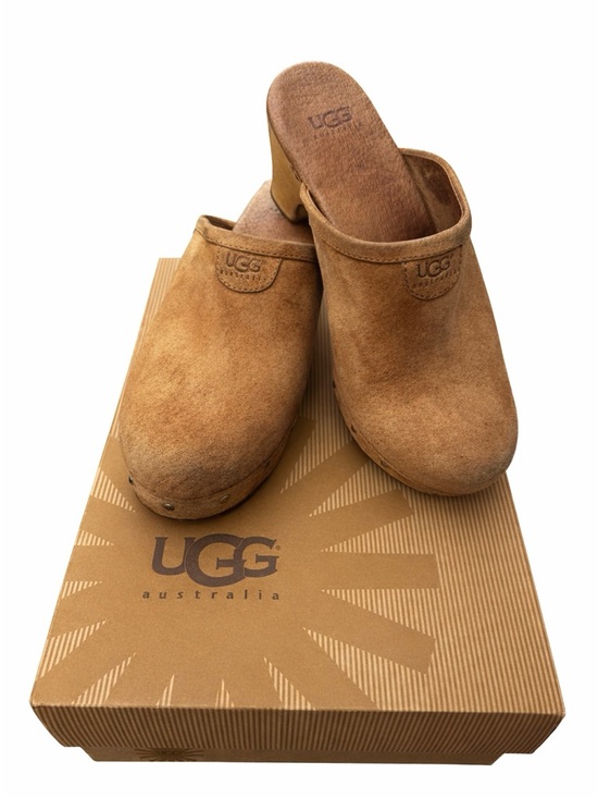 UGG Shoes - UGG Tan Chestnut Suede Slip-On Clogs with Box Size 6 EUC
